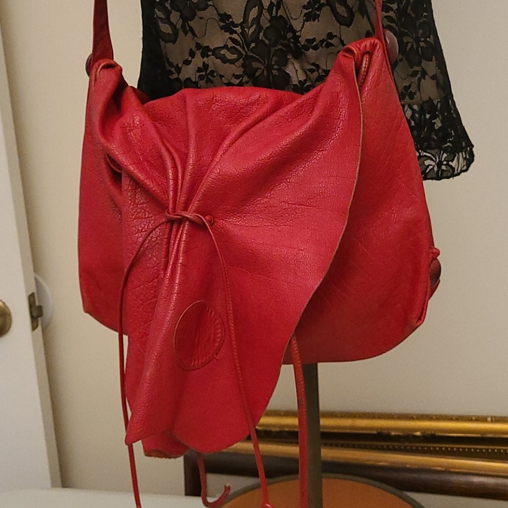 Carlos Falchi Signature Red Textured shoulder Bag